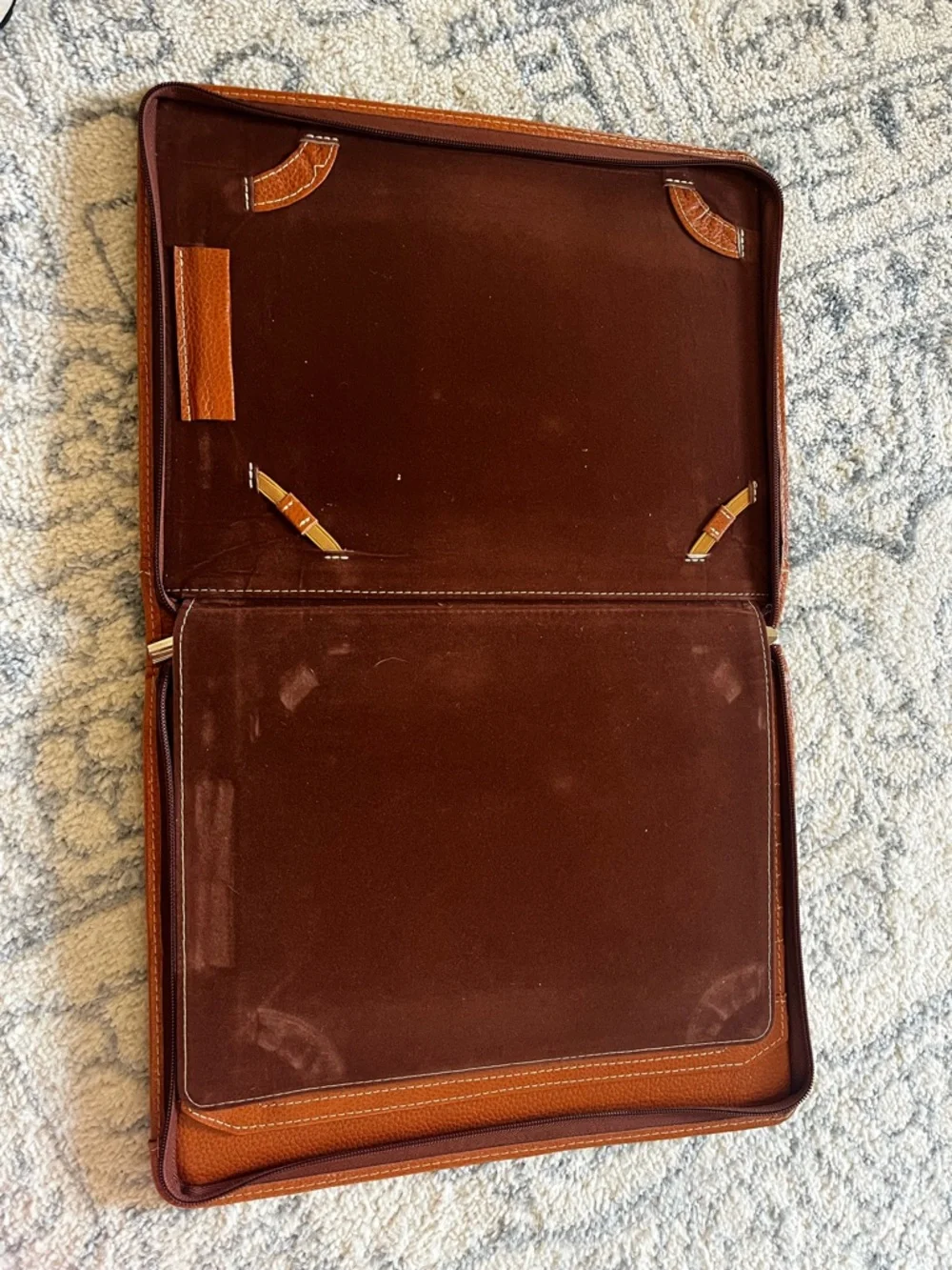 Leather Portfolio Folio in Cognac Brown